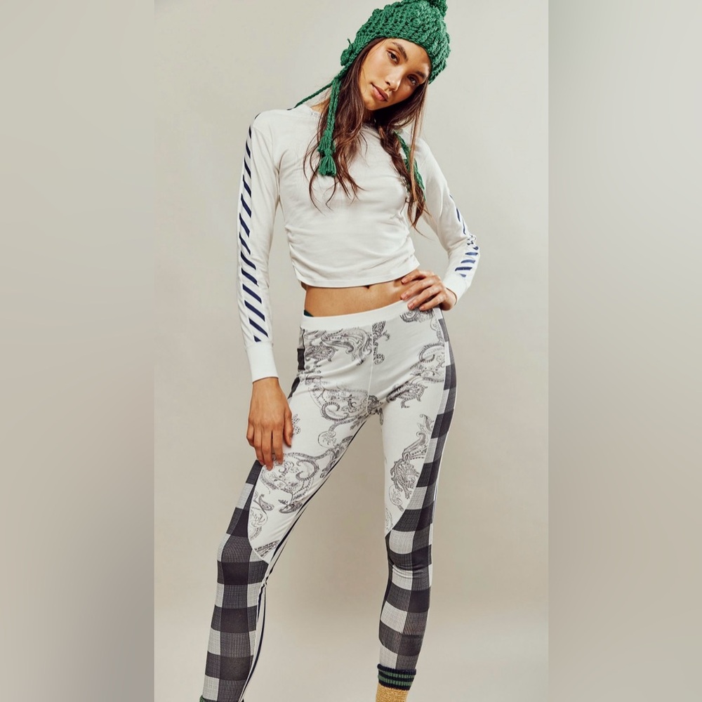 Free People Goodnight Mix Pajama Set White, Black and Blue Size L